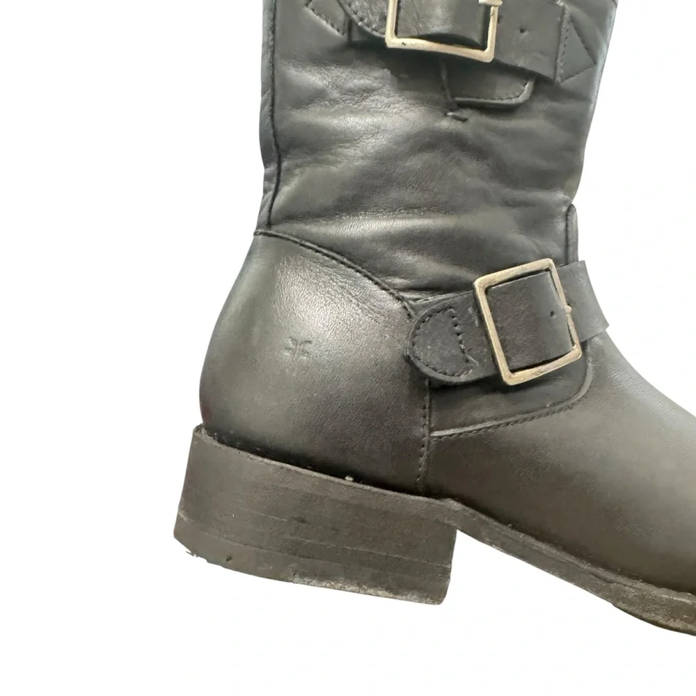 Frye Vicky Engineer Black Leather Boots Women’s Sz‎ 7.5